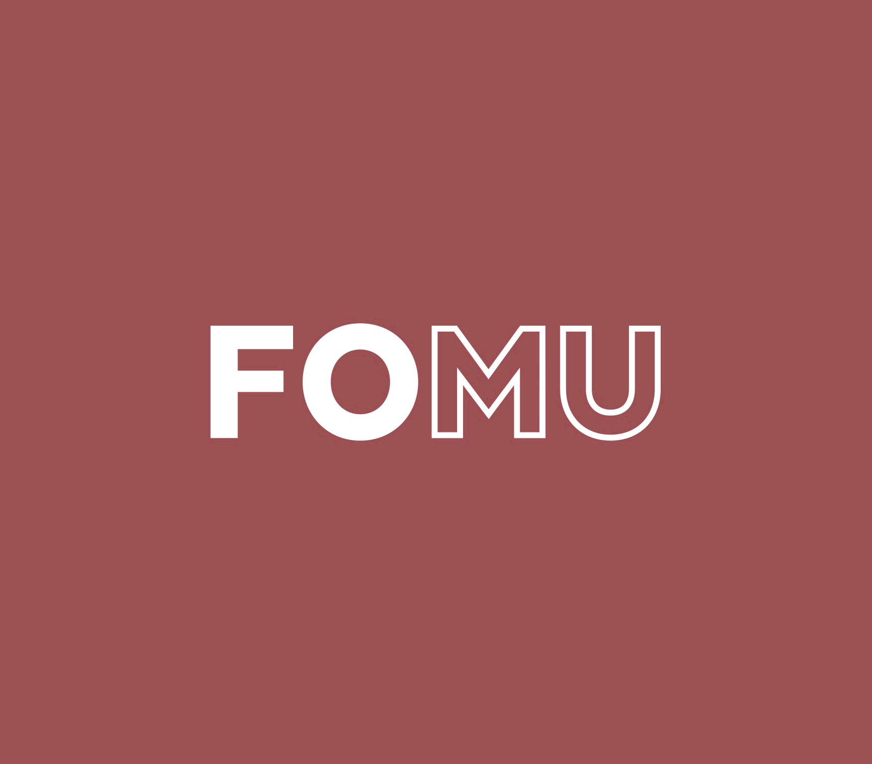 FOMU's new logo in red and white.