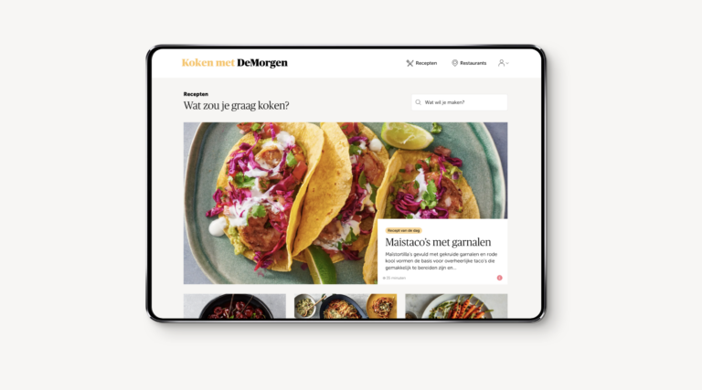 04-De Morgen-website-home De Morgen, Koken met De Morgen, website, webplatform, recepten, The Times, branding agency antwerpen, grafisch ontwerp, webontwerp, webontwikkeling