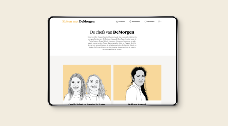 07-De Morgen-tablet De Morgen, Koken met De Morgen, website, webplatform, recepten, The Times, branding agency antwerpen, grafisch ontwerp, webontwerp, webontwikkeling