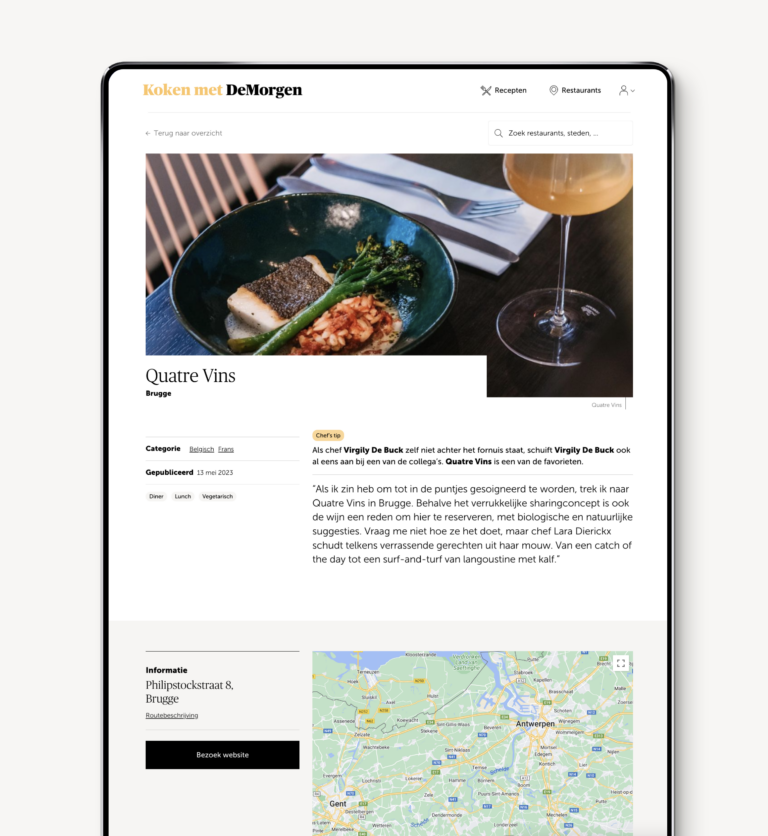 15-De Morgen-restuarant De Morgen, Koken met De Morgen, website, webplatform, recepten, The Times, branding agency antwerpen, grafisch ontwerp, webontwerp, webontwikkeling
