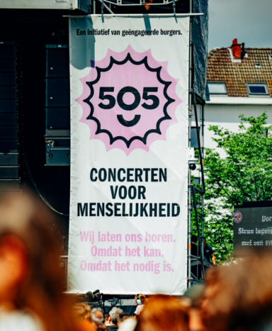 505-concerten voor Menselijkheid, branding, campagne, Logo, Festival, Visuele Identiteit, Grafisch ontwerp, Antwerpen